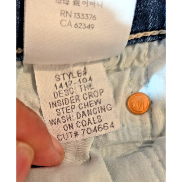 MOTHER The Insider Crop Step Chew Jeans Women’s 25 Dancing on Coals Raw Hem Fray - Picture 5 of 10